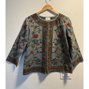 Parsley & Sage Embroidered Cotton Cardigan Size Medium